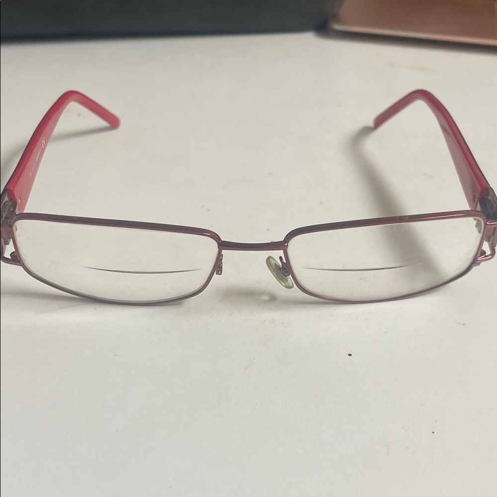 Sleek Gucci Rectangular Pink Metal Reading Glasses previously owned